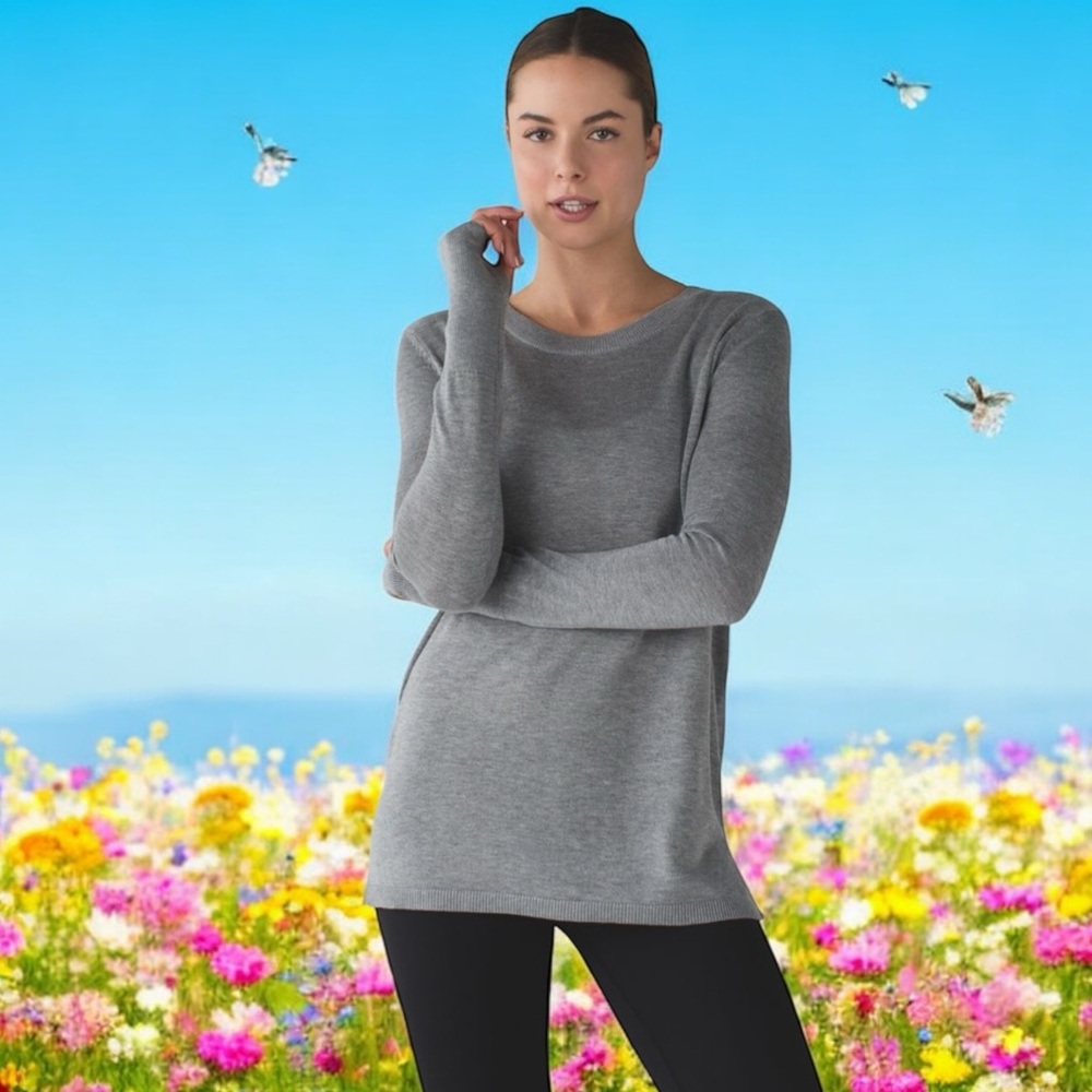 Lululemon Bring It Backbend Sweater in Heathered Medium Grey Sz 6 - Picture 4 of 10